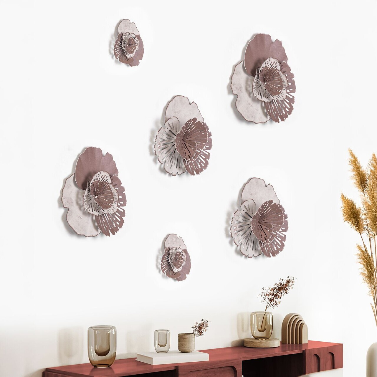 Set de accesorii decorative de perete din metal, Issan, Dimensiunea lui A: 20 x 5,5 x 20 cm (2 bucăți), Multicolor