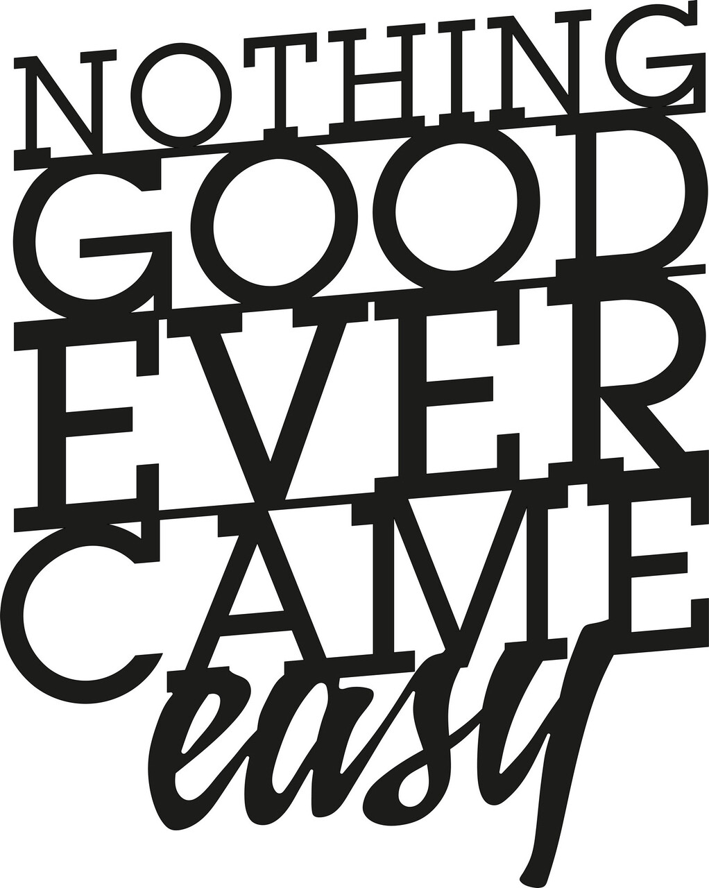 Decoratiune de perete, Nothing Good Ever Came Easy, Metal, Dimensiune: 38 x 50 cm, Negru - 1 | YEO