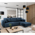 Coltar extensibil dreapta 4 locuri ELTAP, RT-40NU, Dalia, 289x190x95 cm, lemn/poliester, albastru inchis