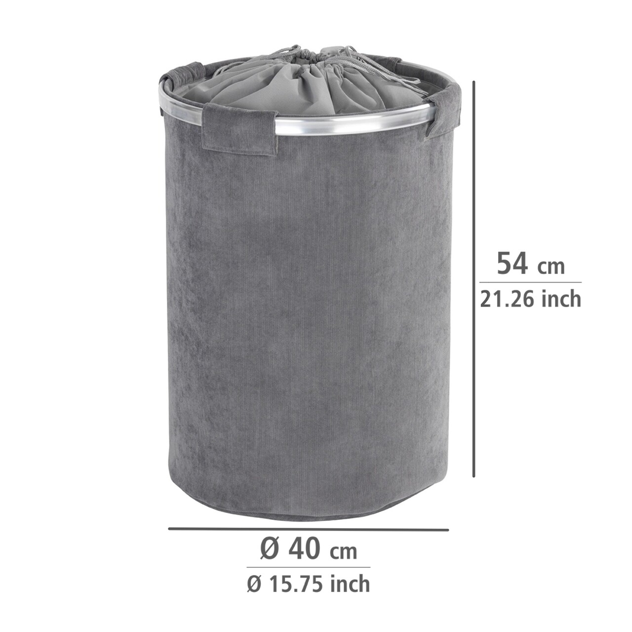 Cos pentru rufe, Wenko, Cordoba, 68 L, poliester/aluminiu, gri - 1 | YEO