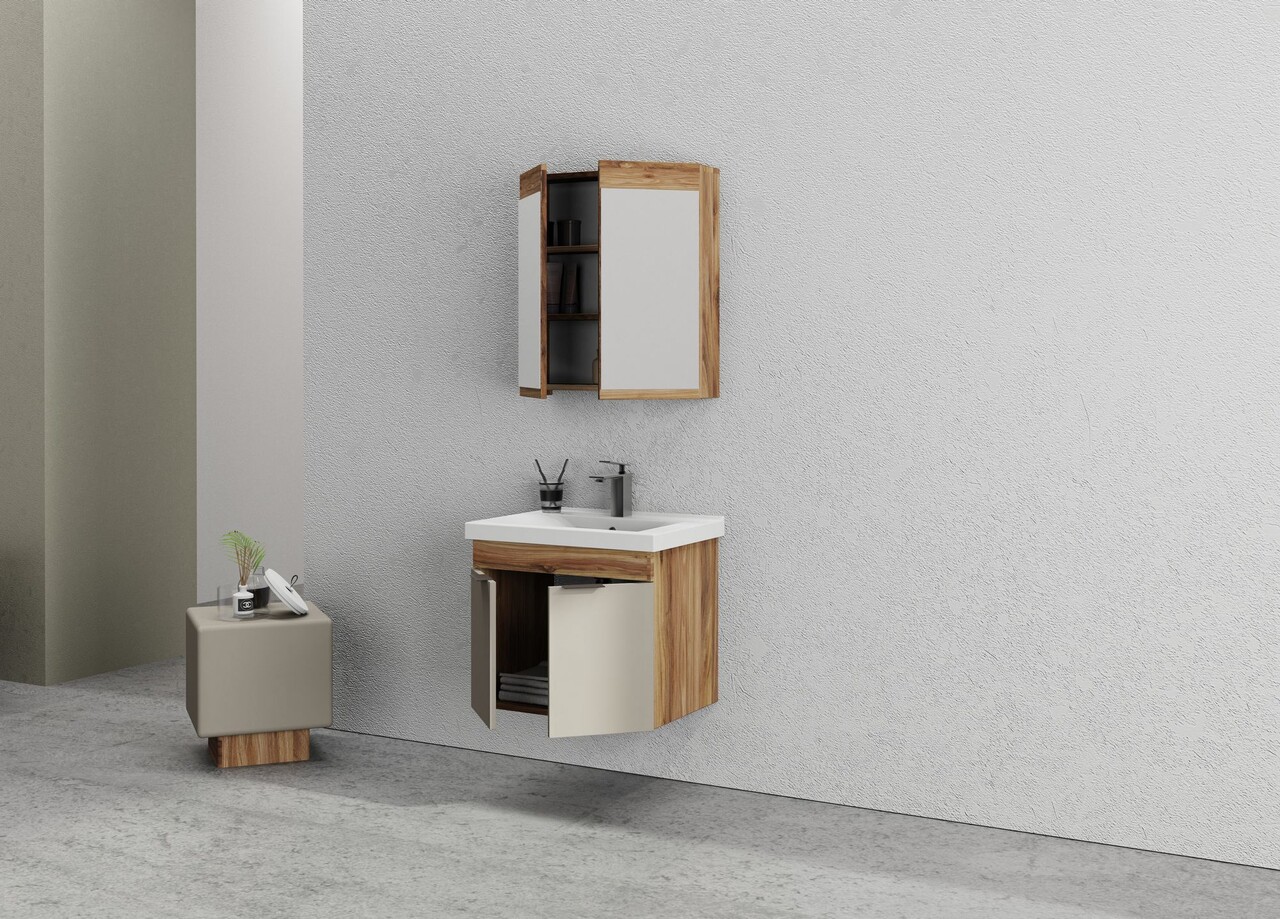 Set mobilier de baie (2 piese), Hanah Home, Carıno 65, Pin / Latte - view 4