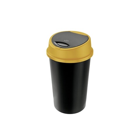 Cos de gunoi Bingo cu capac push, colectare selectiva, plastic, 45 L, galben