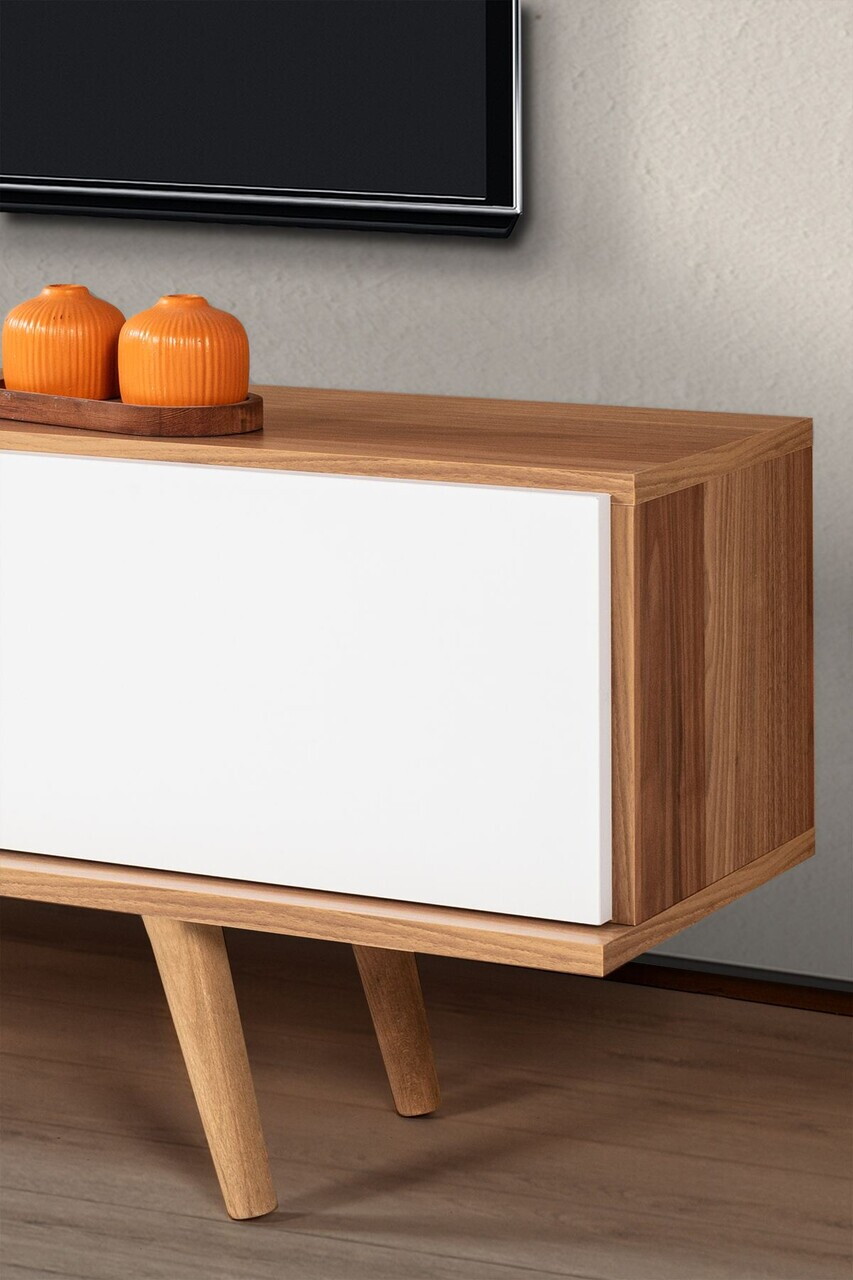 Comoda TV, Hanah Home, Ela 3633, 160x47x35 cm, PAL, Nuc/Alb — imaginea 5