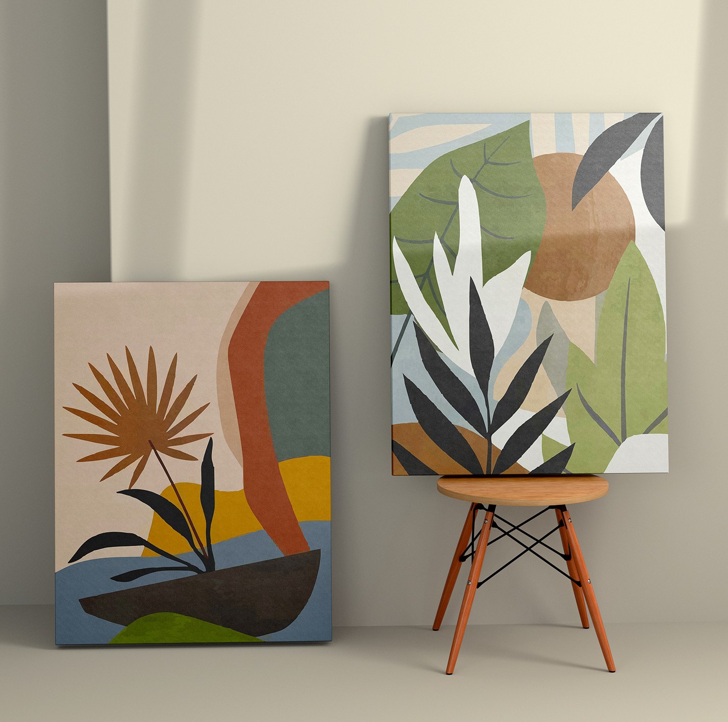 Tablou decorativ, 2KNV4316, Canvas, Lemn, Multicolor