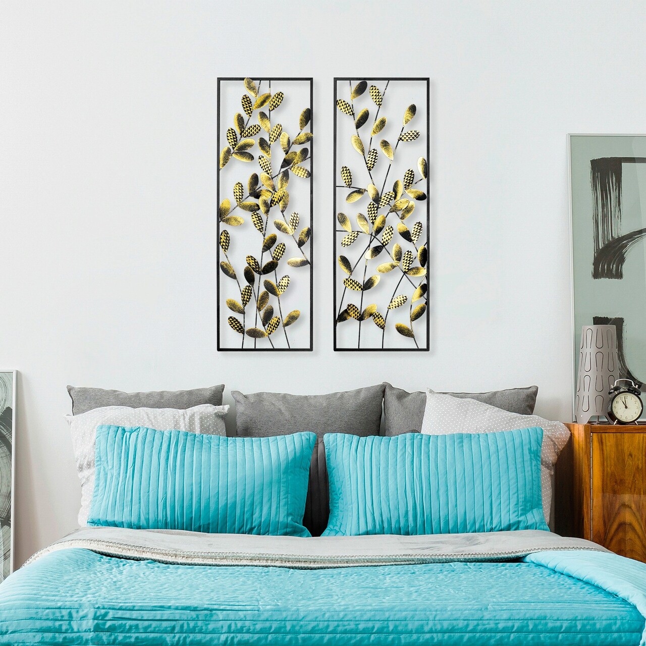 Decoratiune de perete, Olips 2, Metal, 32 x 90 cm, 2 piese, Multicolor - 2 | YEO