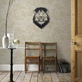 Decoratiune de perete, Lion Head, Metal, Dimensiune: 50 x 38 cm, Negru
