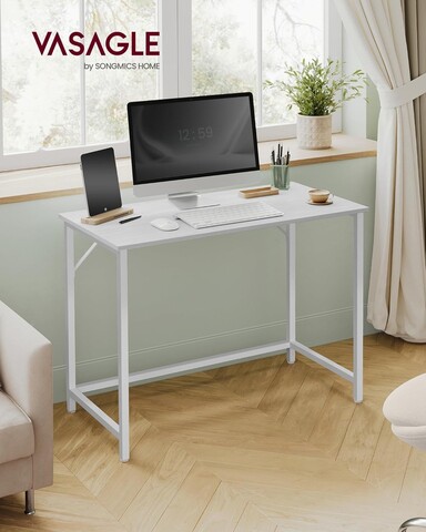Birou, Vasagle, Maple Cloud White, 100x50x76 cm, PAL/otel, alb nor