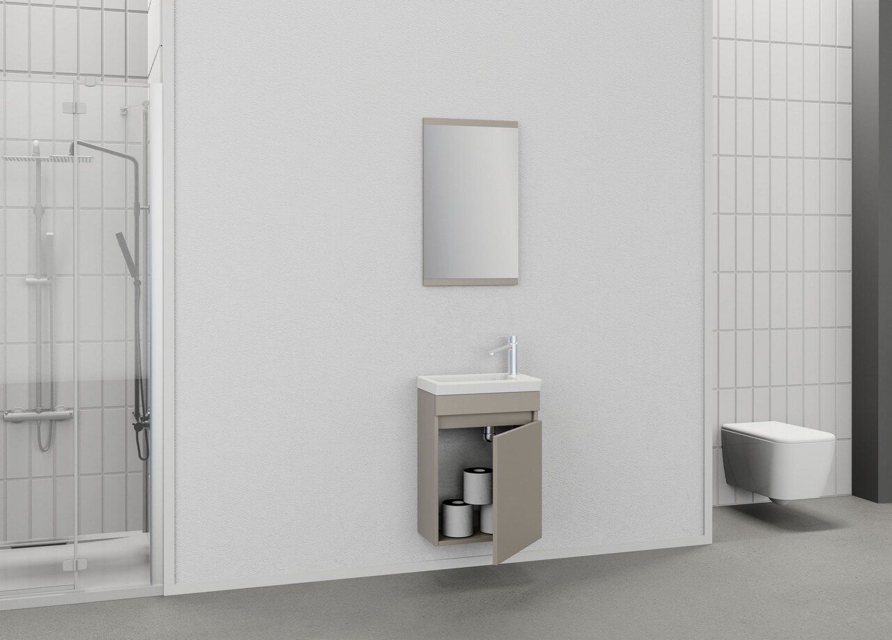 Set mobilier de baie (2 piese), Hanah Home, Mare 45, Latte - view 4