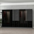 Dulap pentru haine, Minerva, Kale, 315x190x52 cm, PAL, Antracit / Negru