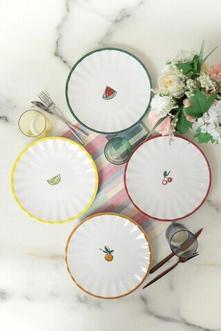 Set platouri servire, Hermia, 275KRM2618, Dimensiune: 27 cm (4 bucăți), Alb