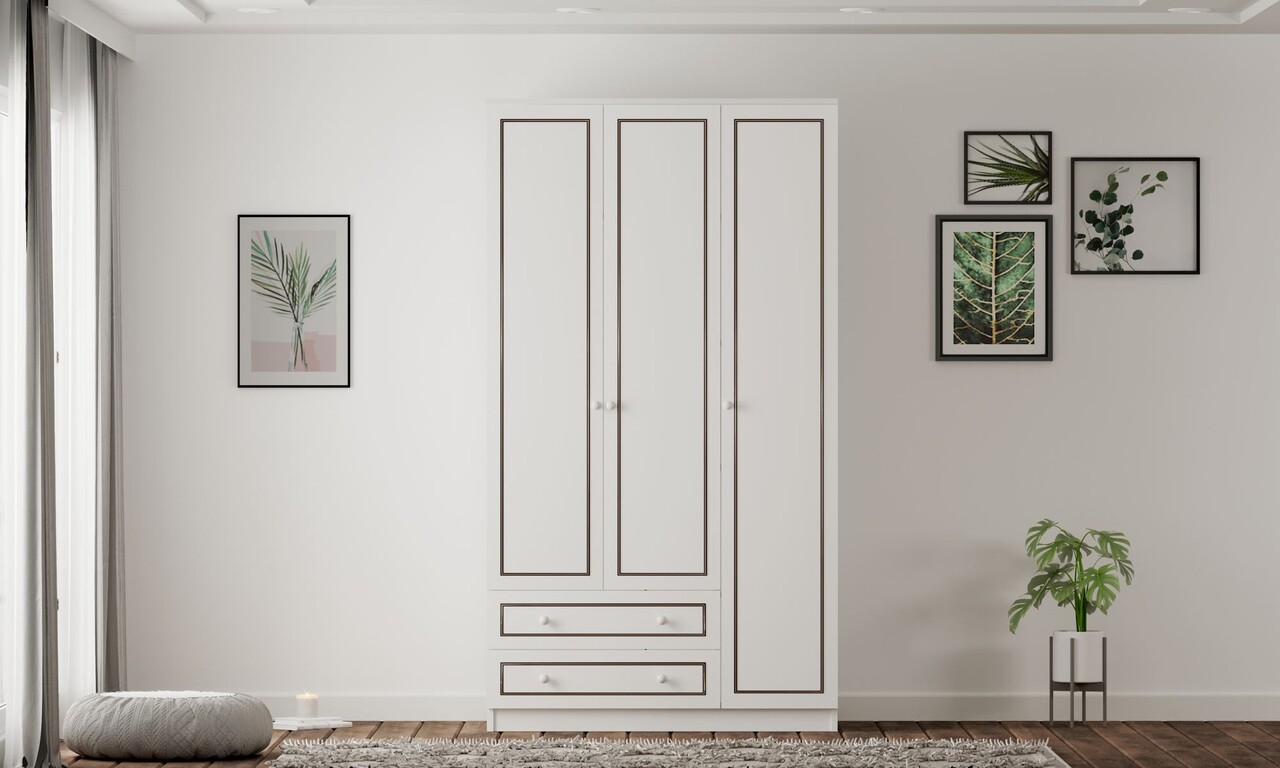 Dulap pentru haine, Rabi, Rb-093-01, 105x180x52 cm, Alb mat - 2 | YEO