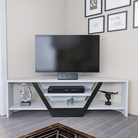 Comoda tv, retricy, sares, 120x35x36.8 cm, pal, alb negru