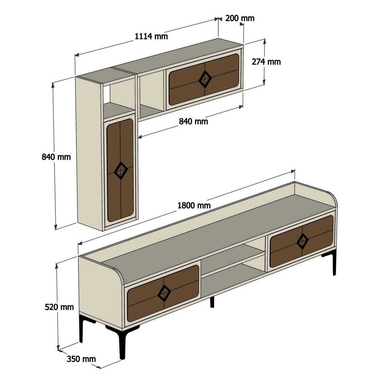 Comoda TV, Hanah Home, Samba, 180x52x35 cm, Alb/Maro - view 7