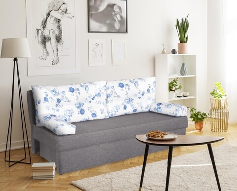 Canapea extensibila Alfi Grey 192x80x77 cm cu lada de depozitare, Blue Anemone Bedora