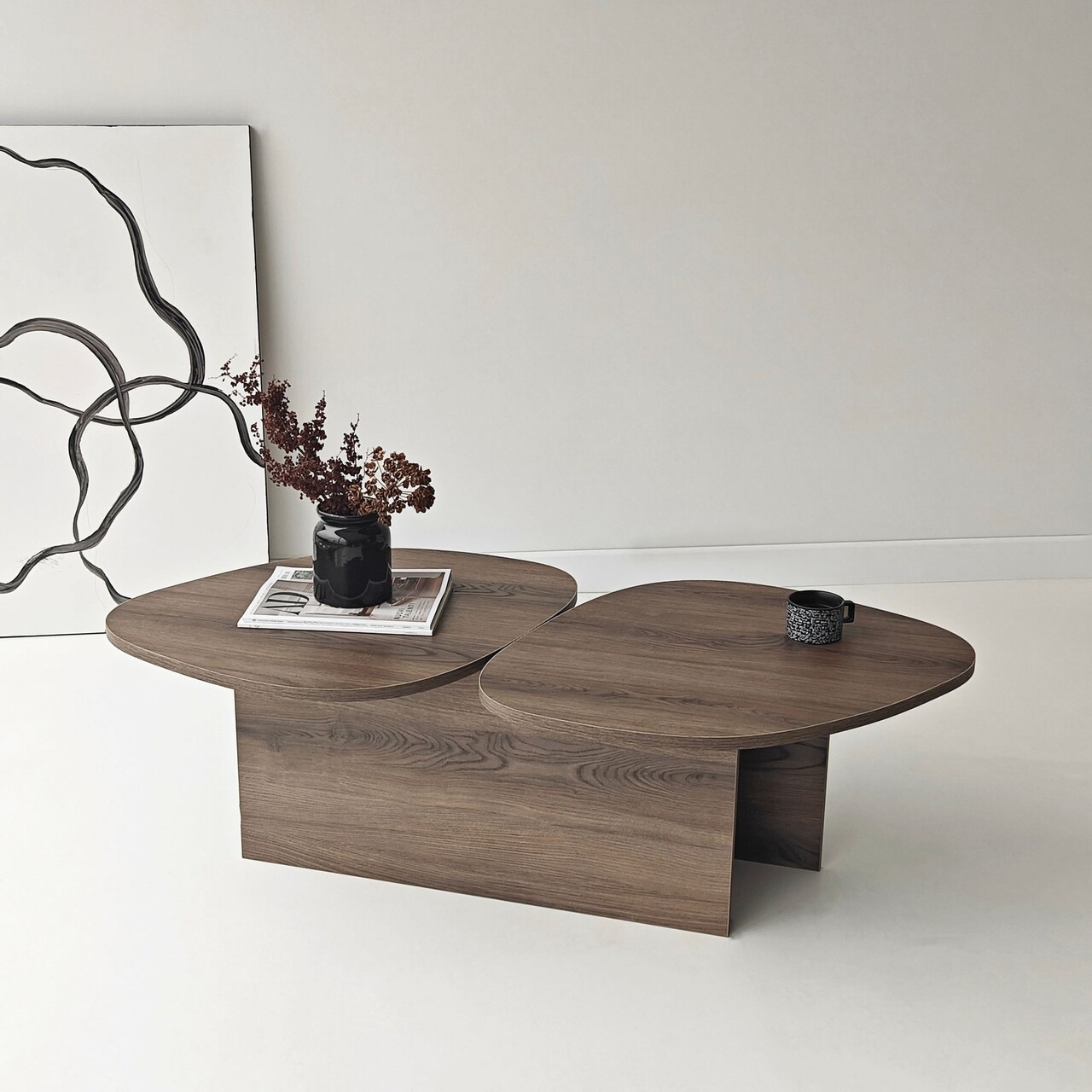 Masuta de cafea, Hanah Home, Stones, 125x38x60 cm, Maro - view 2