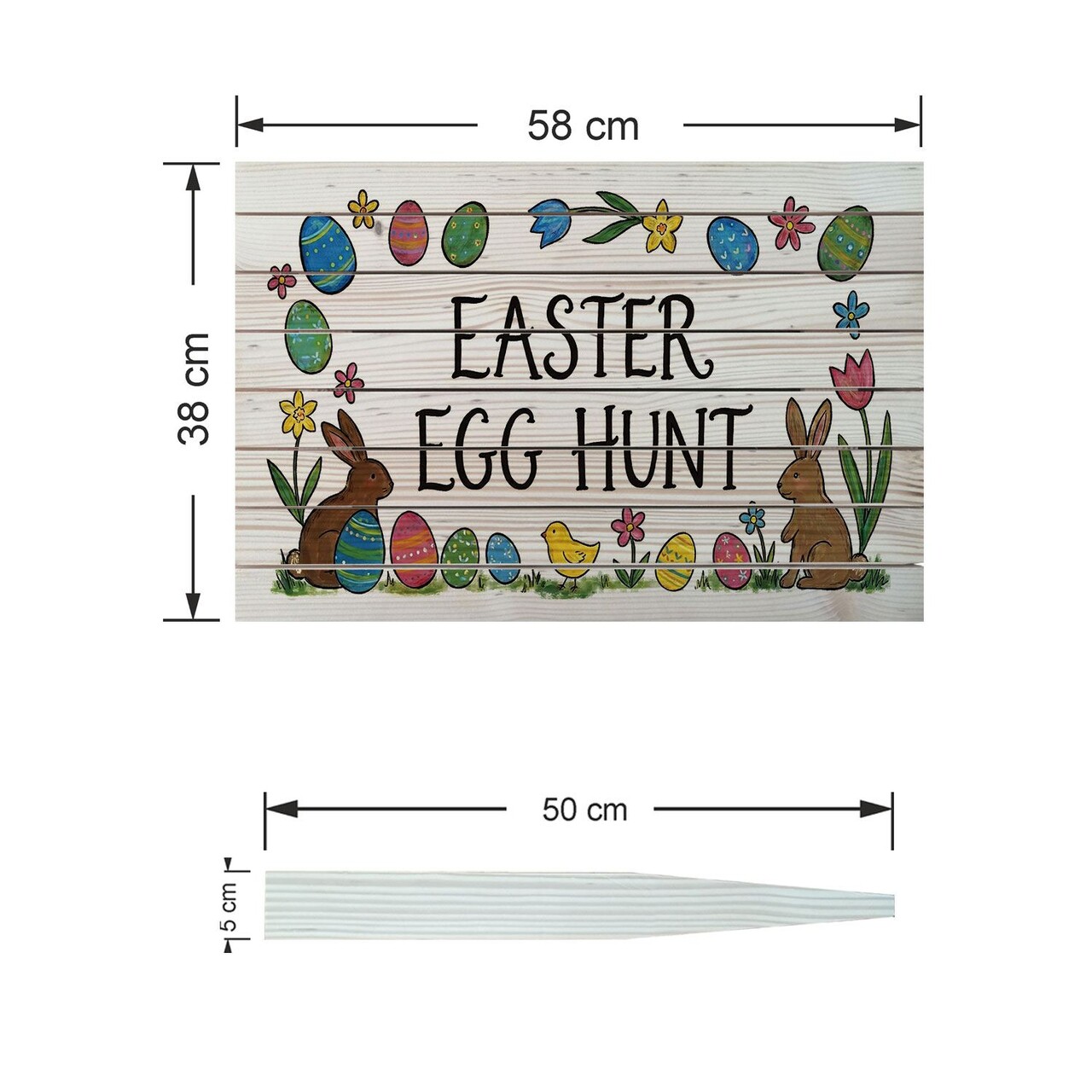 Semn de curte, Easter Egg Hunt, 58x38 cm, Multicolor - imagine 4