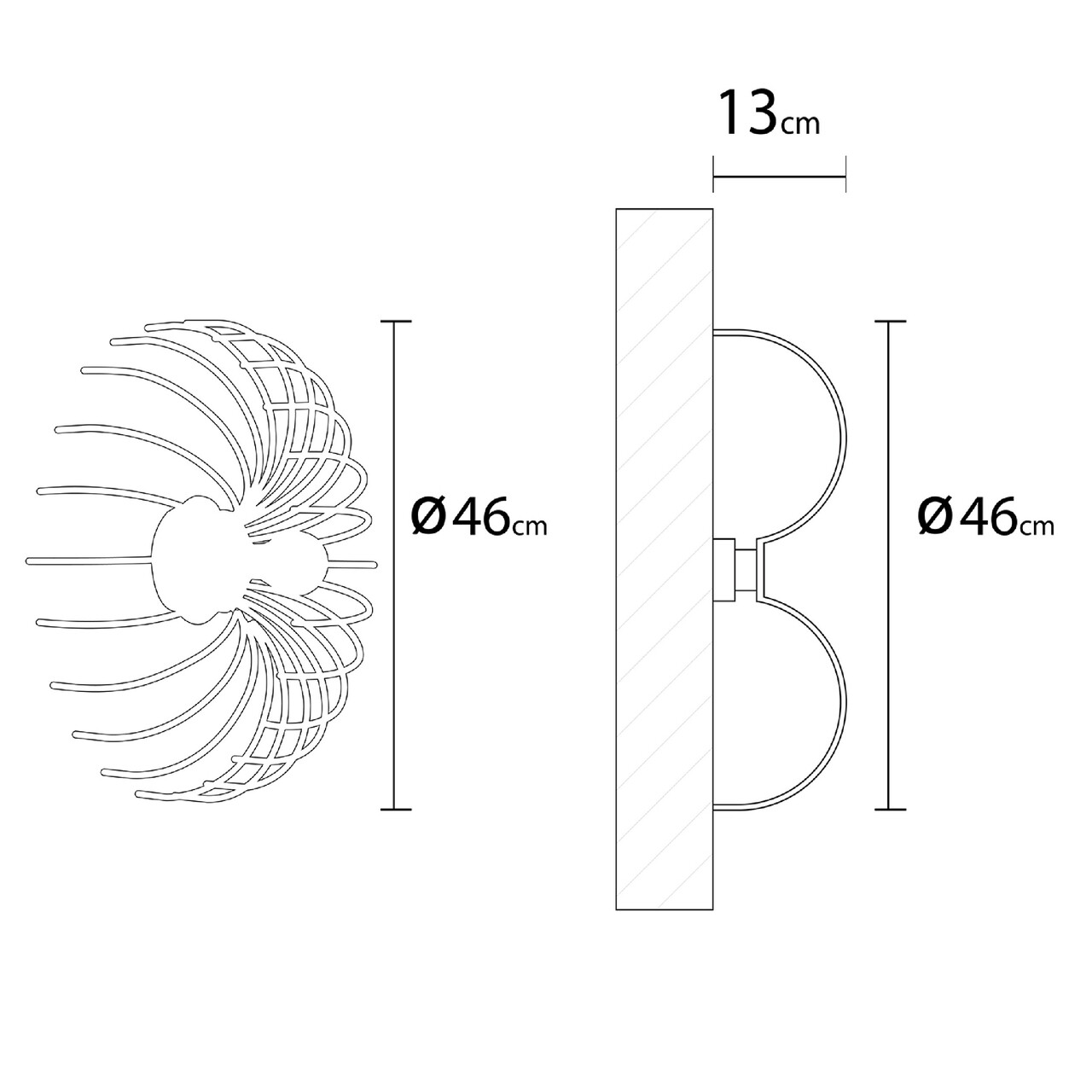 Plafoniera Lion, Maison In Design, Ø46 Cm, 1 X E27, 100W, Negru