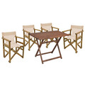 Set mobilier de gradina 5 piese Retto, Pakoworld, masa si 4 scaune, 100x60x71 cm, lemn masiv de fag/PVC perforat, ecru