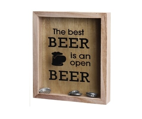 Cutie decorativa pentru dopuri de bere Beer tops, 20x4,2x25 cm, lemn