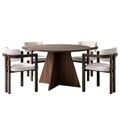 Set masa si scaune (5 piese), Nordure, Monroe 4, Nuc Venezia / Nuc Închis / Alb