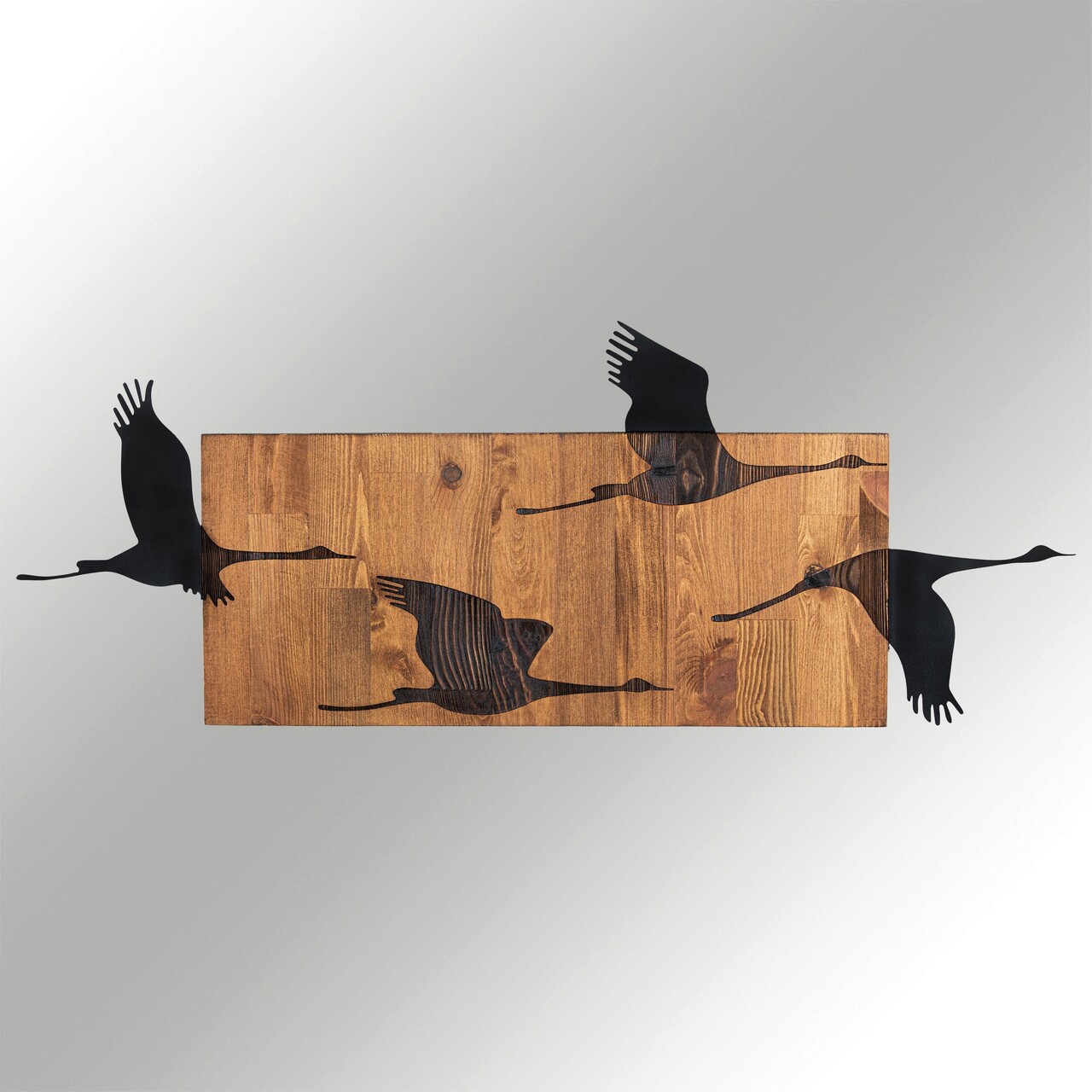 Decoratiune de perete, Goose, lemn/metal, 90.5 x 34.5 cm, negru/maro