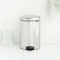 Cos de gunoi cu pedala, Brabantia, NewIcon Brilliant Steel, 20 L, 38x29x46.7 cm, otel, argintiu