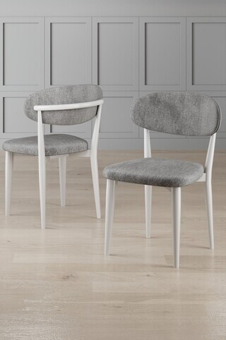 Set scaune 6 piese, Hanah Home, Onex, Gri/Alb