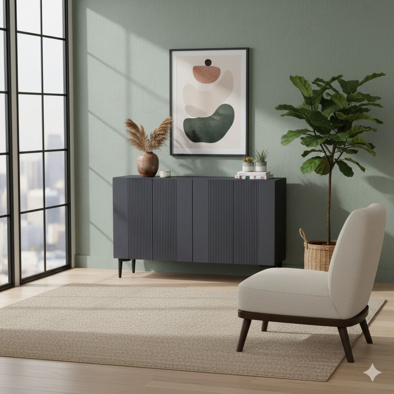 Consola, Hanah Home, Corsa 120, 120x75x32 cm, Antracit - view 4