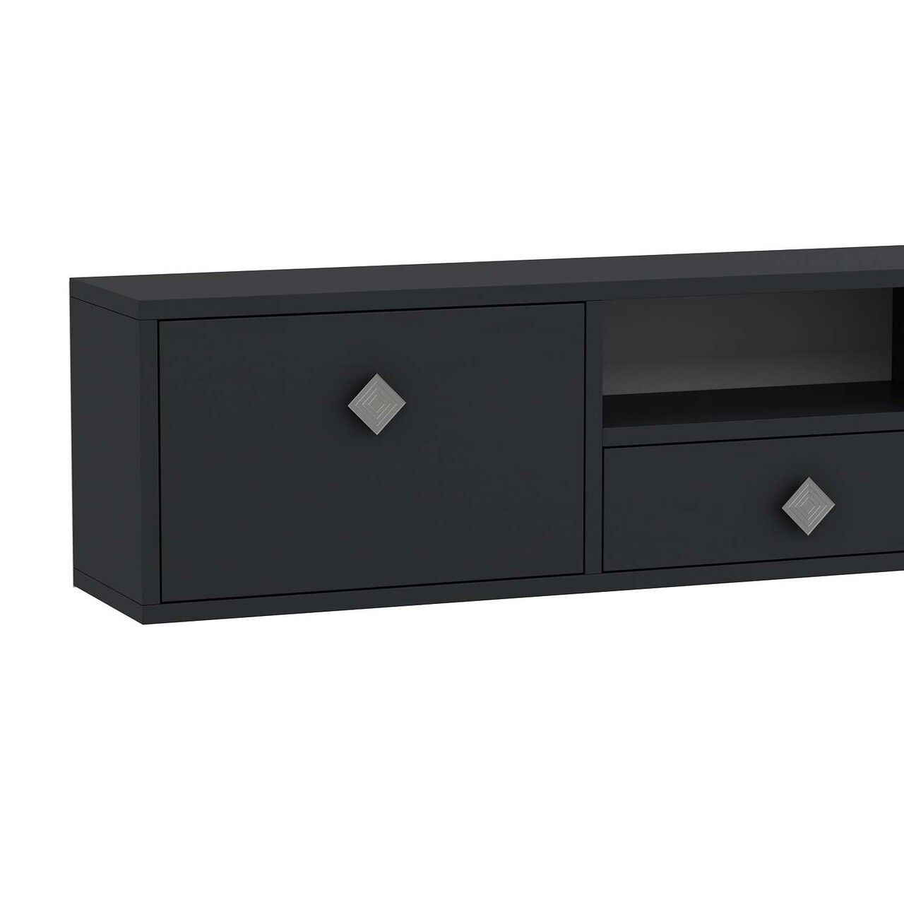 Comoda TV, Hanah Home, 1305-DROP-1, 140x30x30 cm, PAL , Antracit / Argintiu - view 5