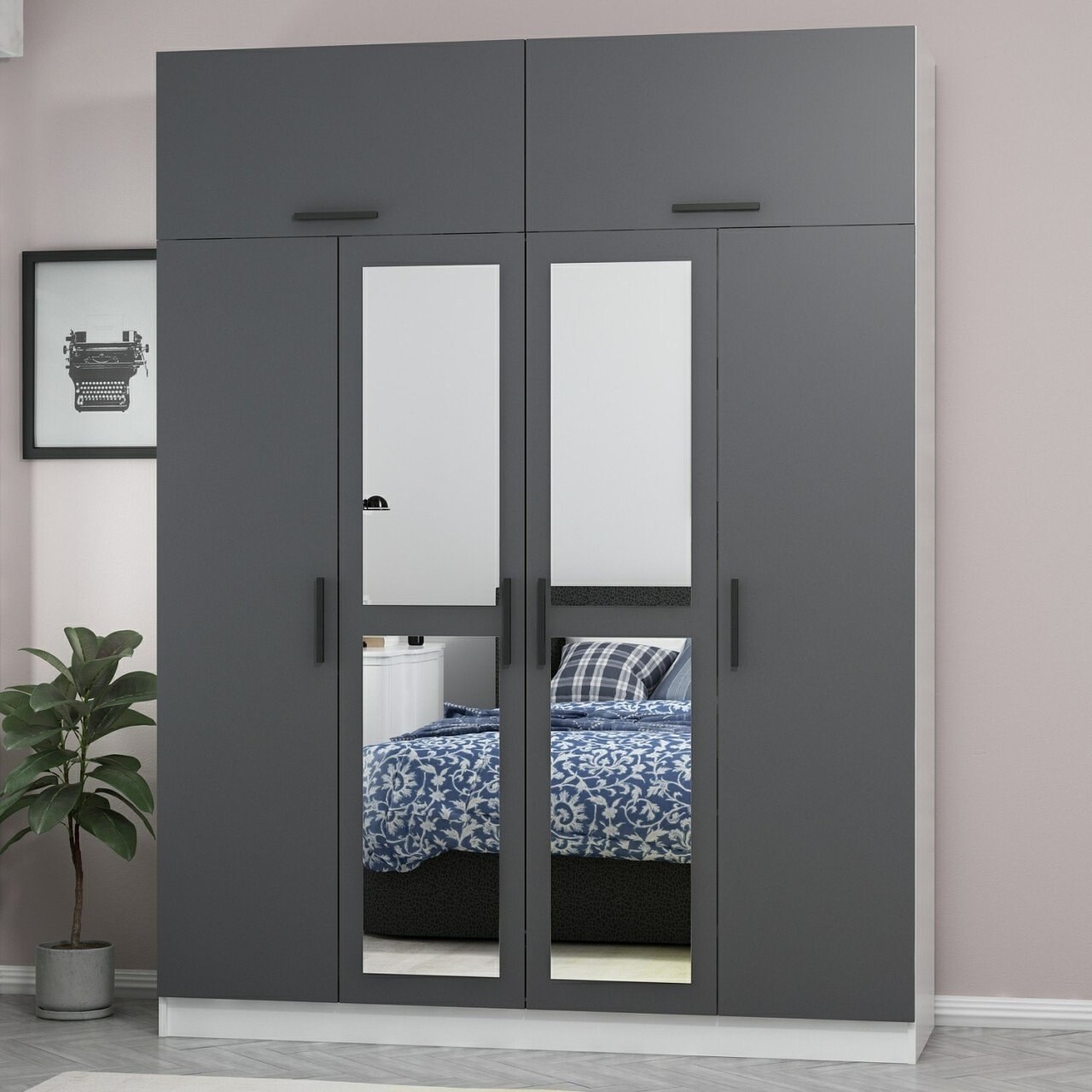 Dulap pentru haine, Minerva, Kale, 180x255x52 cm, PAL, Antracit - 1 | YEO