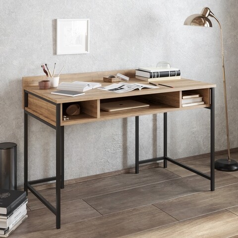 Birou, Hadley, Tumata, 119.5 x 65.2 x 62 cm, pal melaminat/metal, nuc/negru 119.5