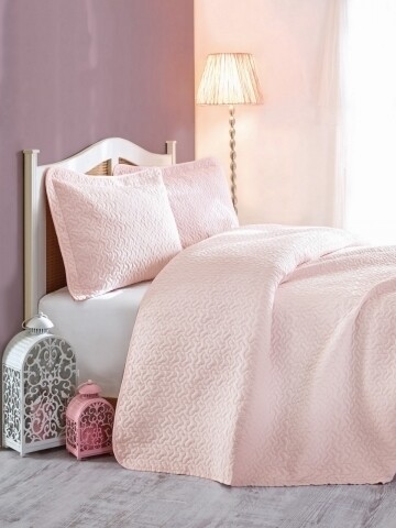 Set cuvertura + fata de perna, 100% Poliester, Cotton Box, Daily, Roz