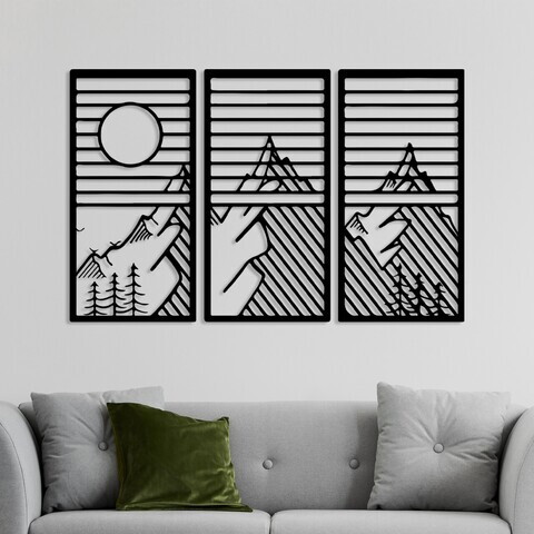 Decoratiune de perete, Scenic Trio B, Grosime: 1,5 mm, Negru