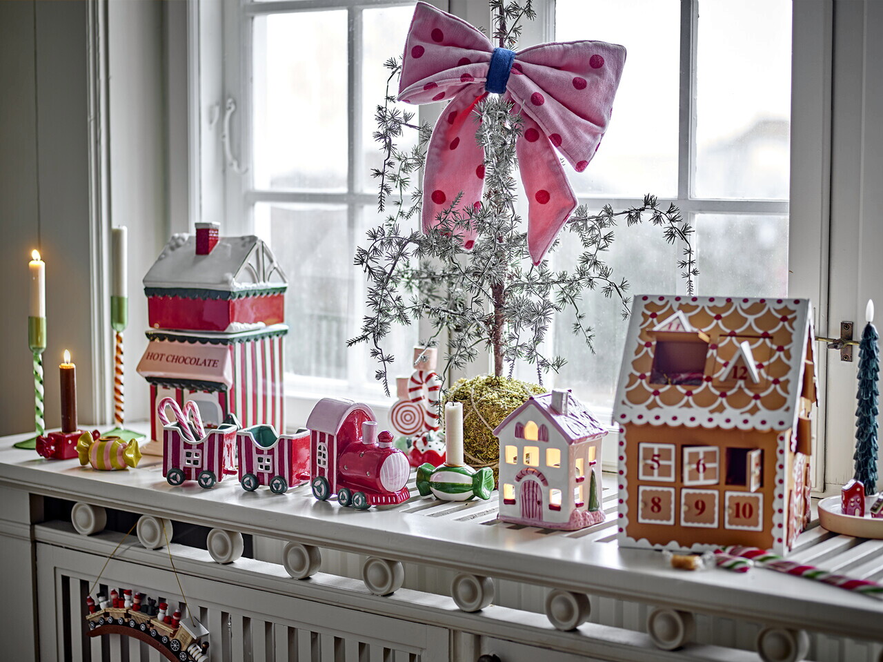 Decoratiune, Bloomingville, Gloria, 35x6.5x12.5 cm, dolomit, rosu — imaginea 4