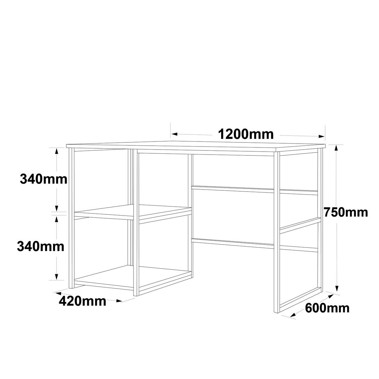 Birou, Locelso, VG23, 120 x 75 x 60 cm, pal melaminat/metal, multicolor