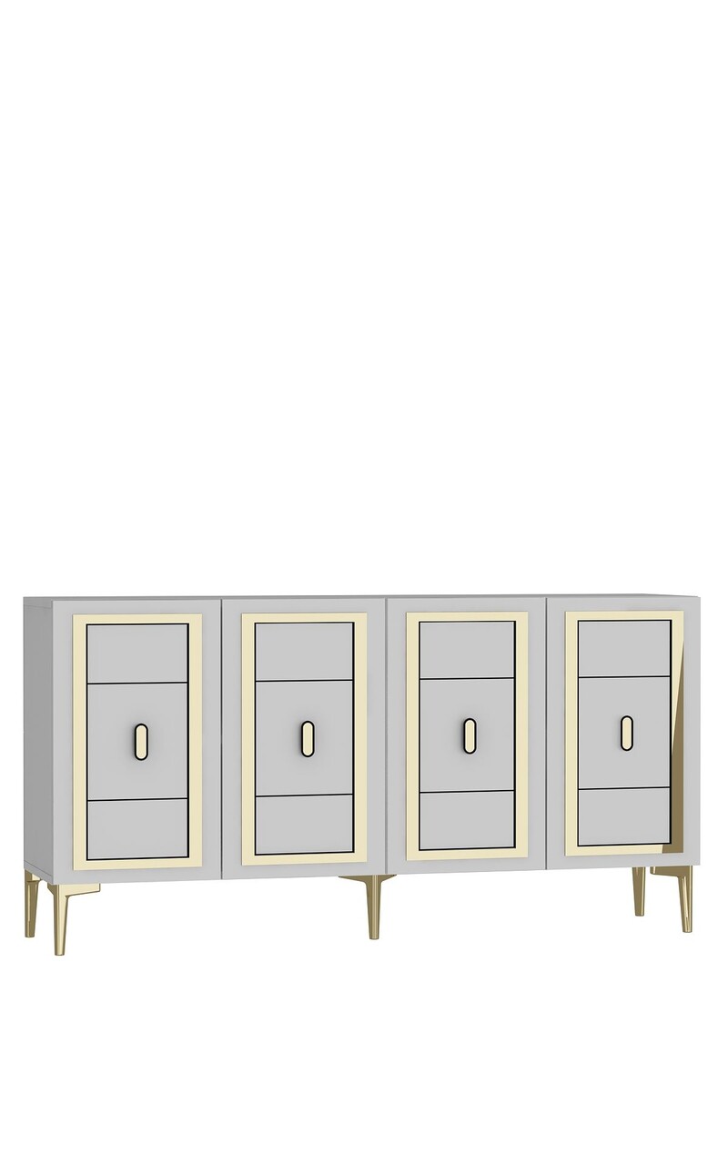 Consola, Hanah Home, Orion, 150x75x35 cm, PAL , Alb/Auriu - view 4