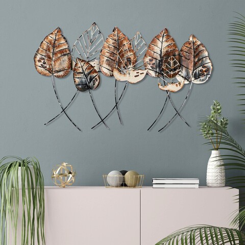 Decoratiune de perete, casting leaf 2, metal, dimensiune: 112 x 67 cm, multicolor