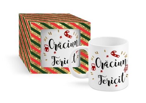 Cana Craciun Fericit, 300 ml, portelan