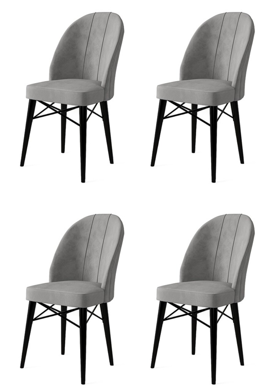 Set de scaune, Charlotte, Ritim, Metal, Gri/Negru