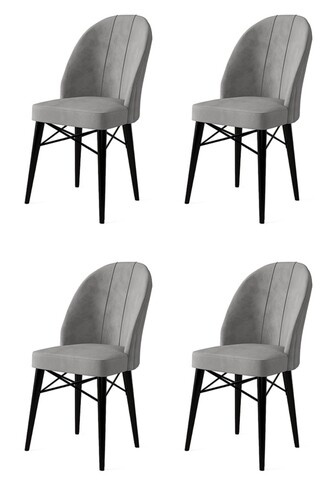 Set de scaune, Charlotte, Ritim, Metal, Gri/Negru