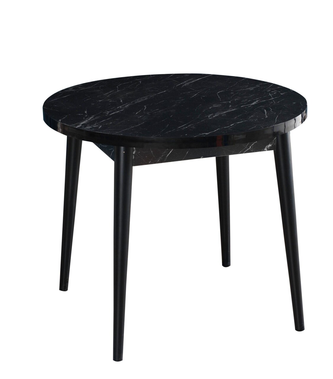 Masa, Hanah Home, Stil Bendir, 90x90x77.5 cm, Alb/Negru - imagine 2