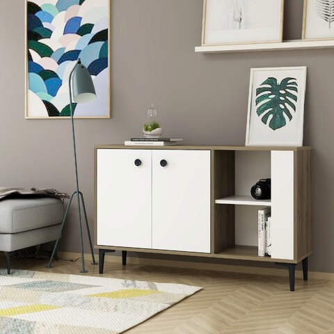 Consola, Olivia, Sahra, 120x75x35 cm, PAL, Nuc / Alb mezoni.ro