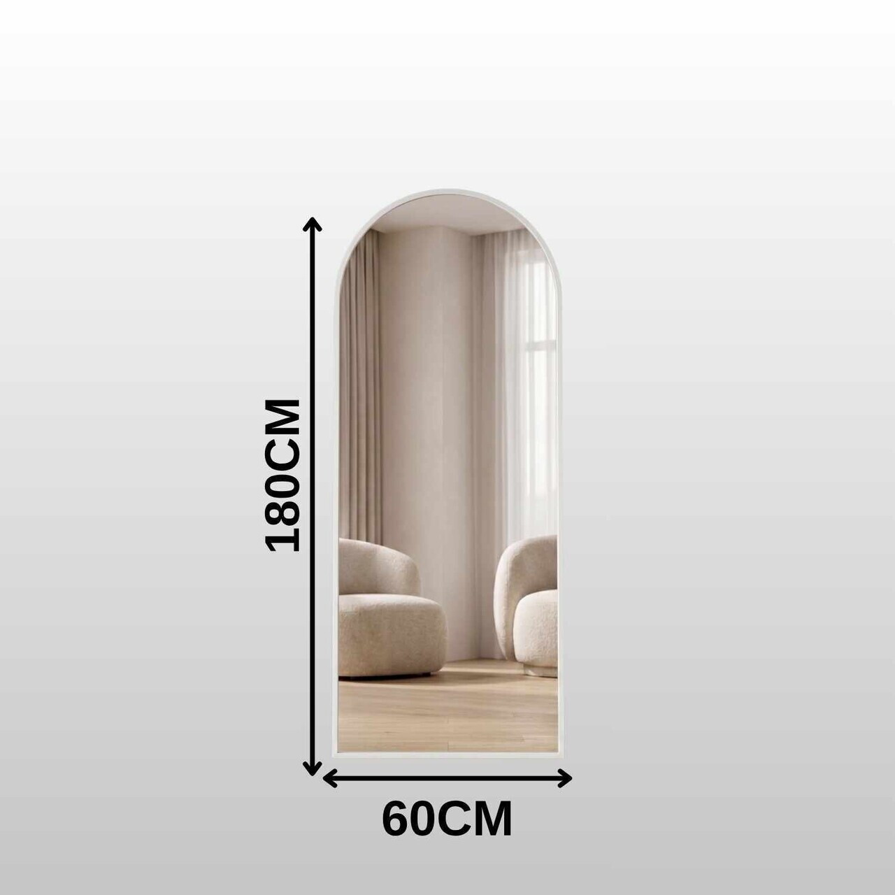 Oglinda Cheval, Hanah Home, Oval 60x180, 60x180x1.5 cm, Alb — imaginea 3