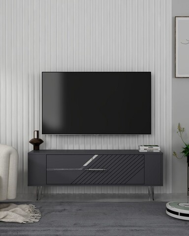 Comoda TV, Olivia, Retrolp5, Antracit / Argintiu
