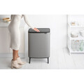 Cos de gunoi cu soft touch, Brabantia, Bo Touch Mineral, 2x30 L, 31.2x54.5x81.5 cm, otel, gri