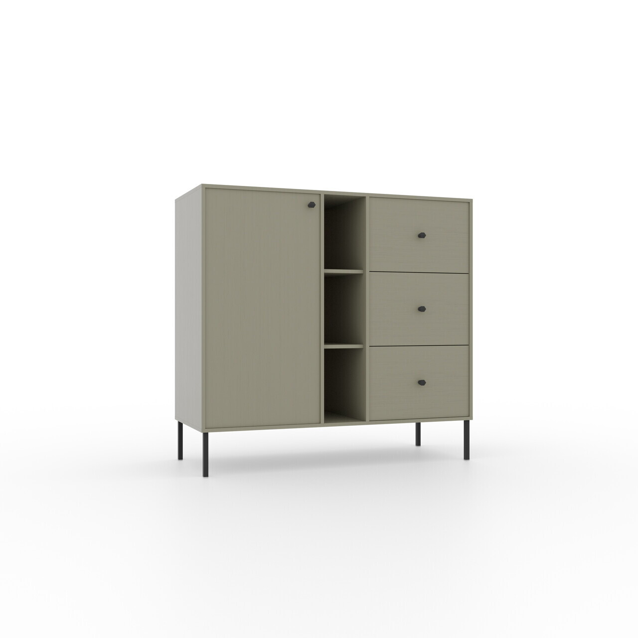Comoda ADRK, Tili 1D 3S 3P, 100.2x40.8x95 cm, PAL laminat, verde eucalipt — imaginea 2