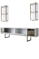 Comoda TV, Bexley, Gold Line, 180x30x48 cm, PAL, Alb/Negru