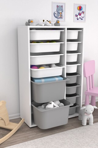 Dulap multifunctional, Estella, Rine 2D4K8U, Alb/Gri