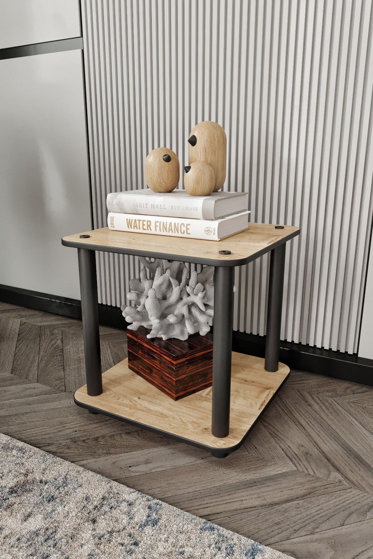 Masuta, Hanah Home, Bookcase 2-Tier Square, 34x38x34 cm, MDF , Stejar