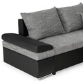 Coltar extensibil cu sezlong interschimbabil, Oliver, 332 x 207/171 x 88/71 cm, piele ecologica/stofa, negru/gri